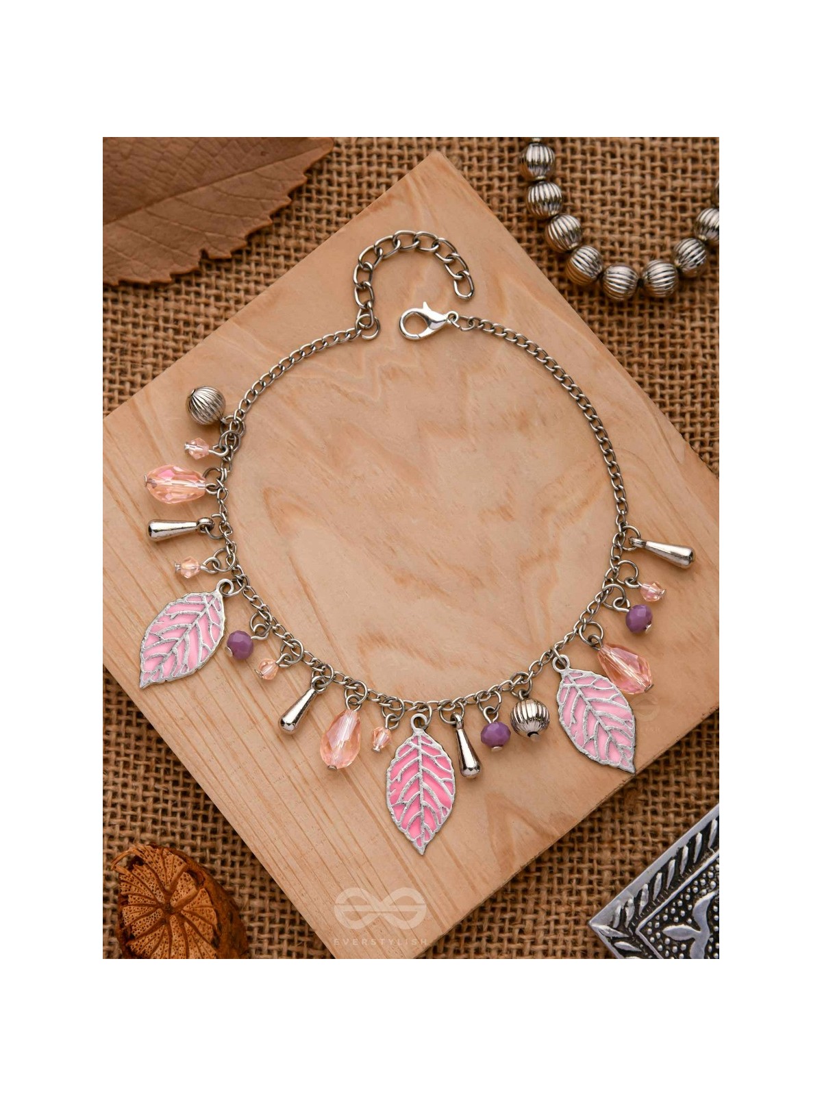 THE WHISPERING LEAVES - PURPLE & SILVER BRACELET