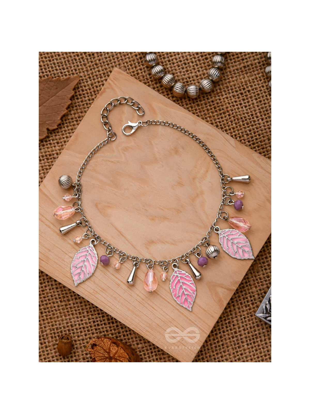 THE WHISPERING LEAVES - PURPLE & SILVER BRACELET