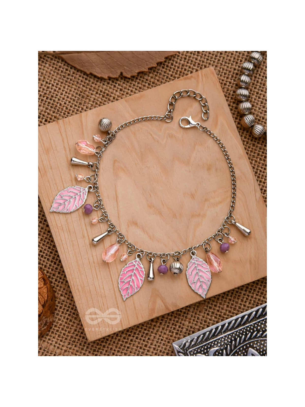 THE WHISPERING LEAVES - PURPLE & SILVER BRACELET