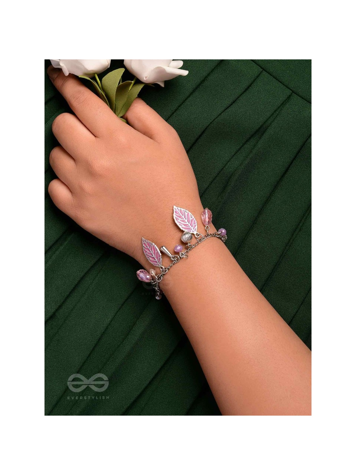 THE WHISPERING LEAVES - PURPLE & SILVER BRACELET