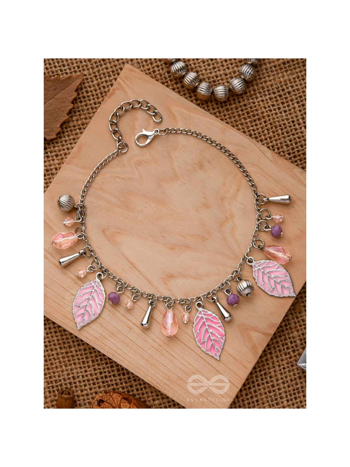 THE WHISPERING LEAVES - PURPLE & SILVER BRACELET