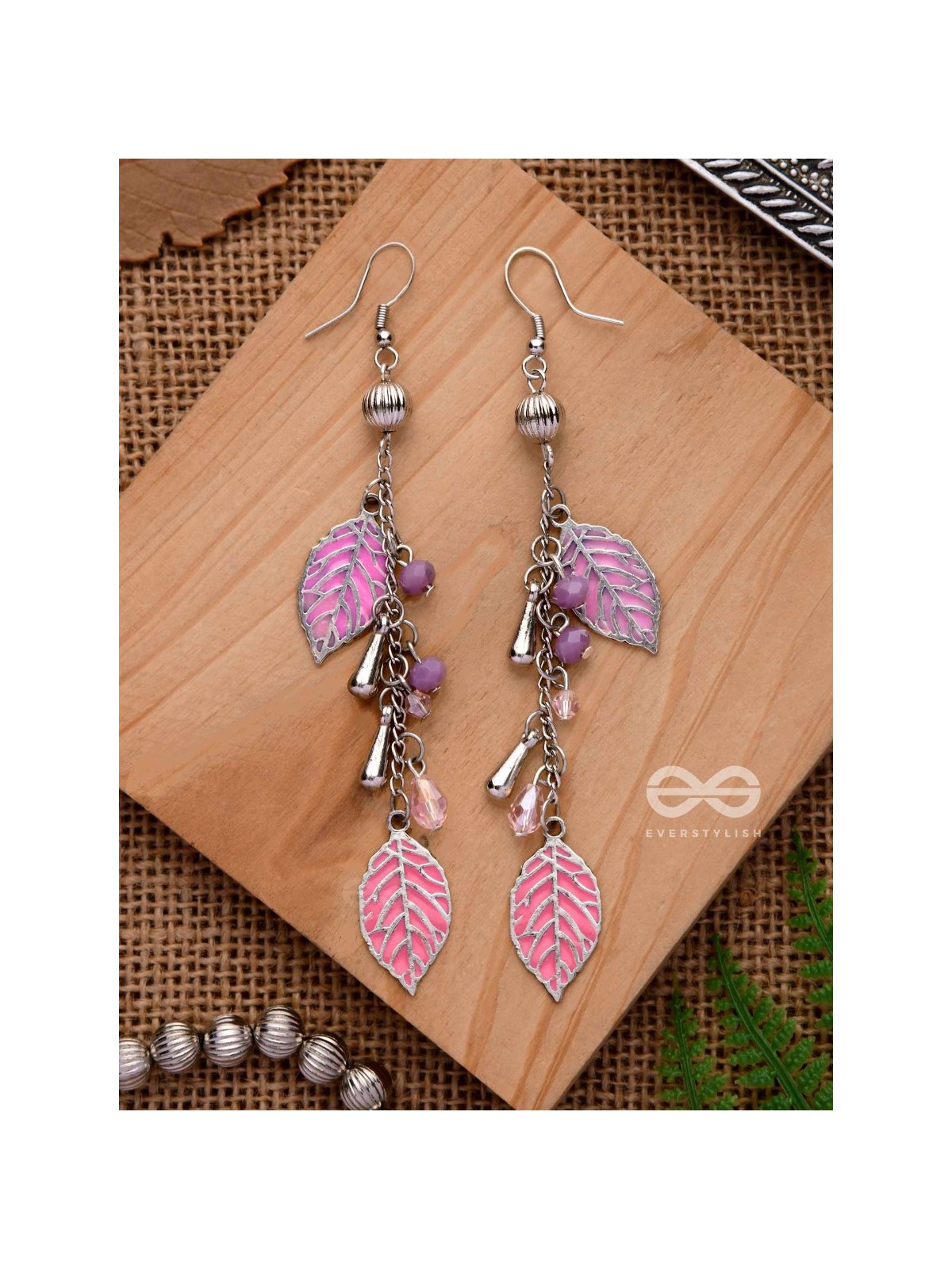THE DANCING LEAFLETS - CASUAL DROP EARRINGS (PINK)