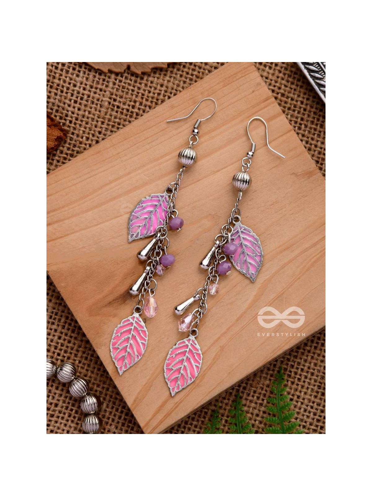 THE DANCING LEAFLETS - CASUAL DROP EARRINGS (PINK)