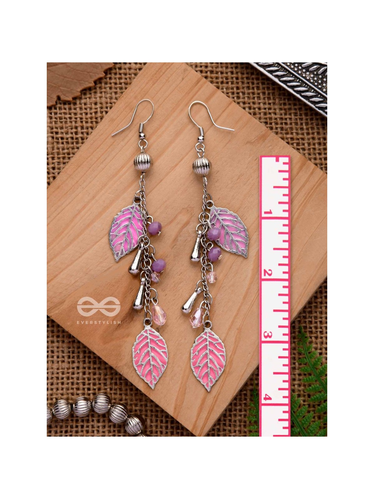 THE DANCING LEAFLETS - CASUAL DROP EARRINGS (PINK)