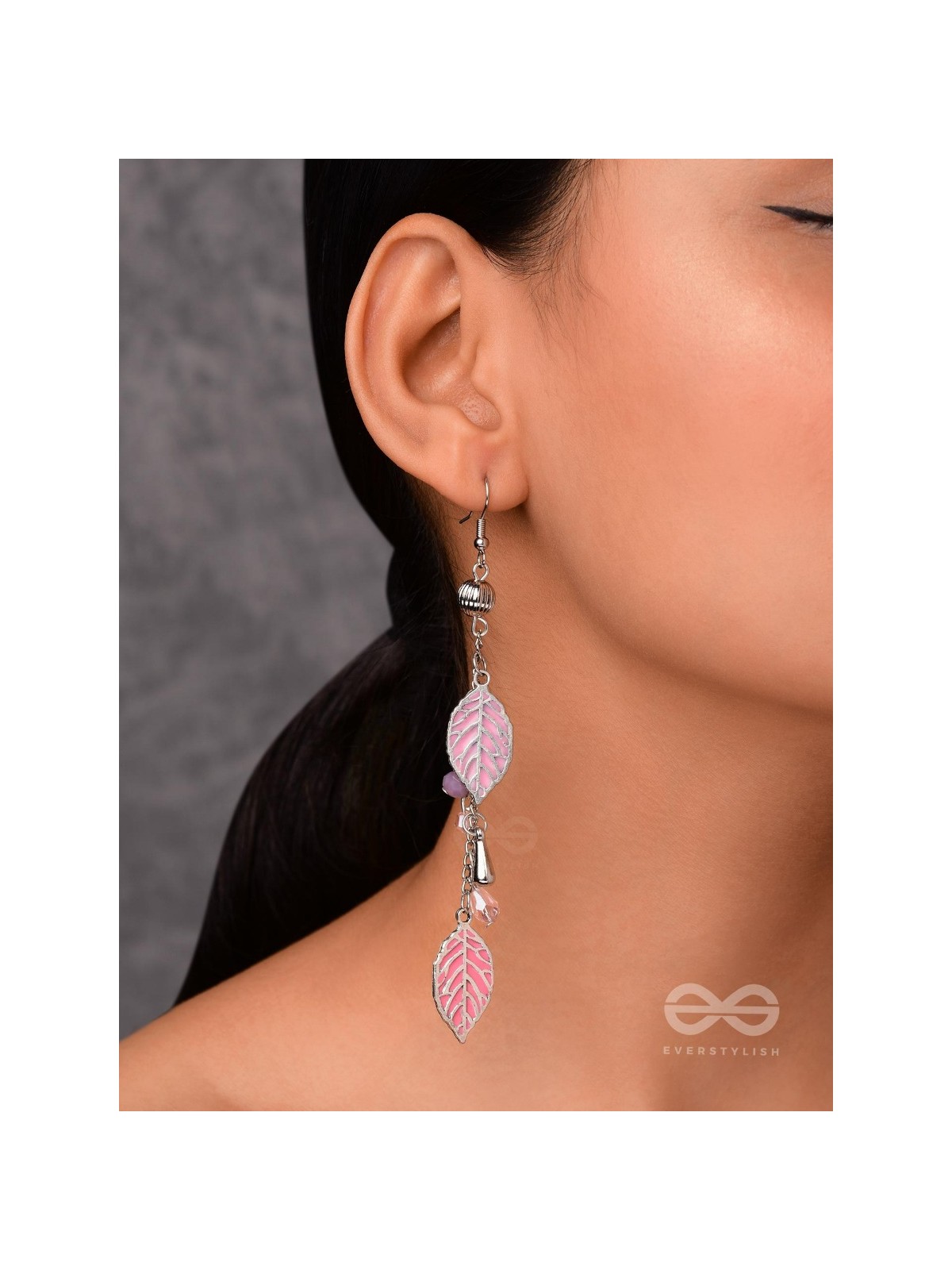 THE DANCING LEAFLETS - CASUAL DROP EARRINGS (PINK)