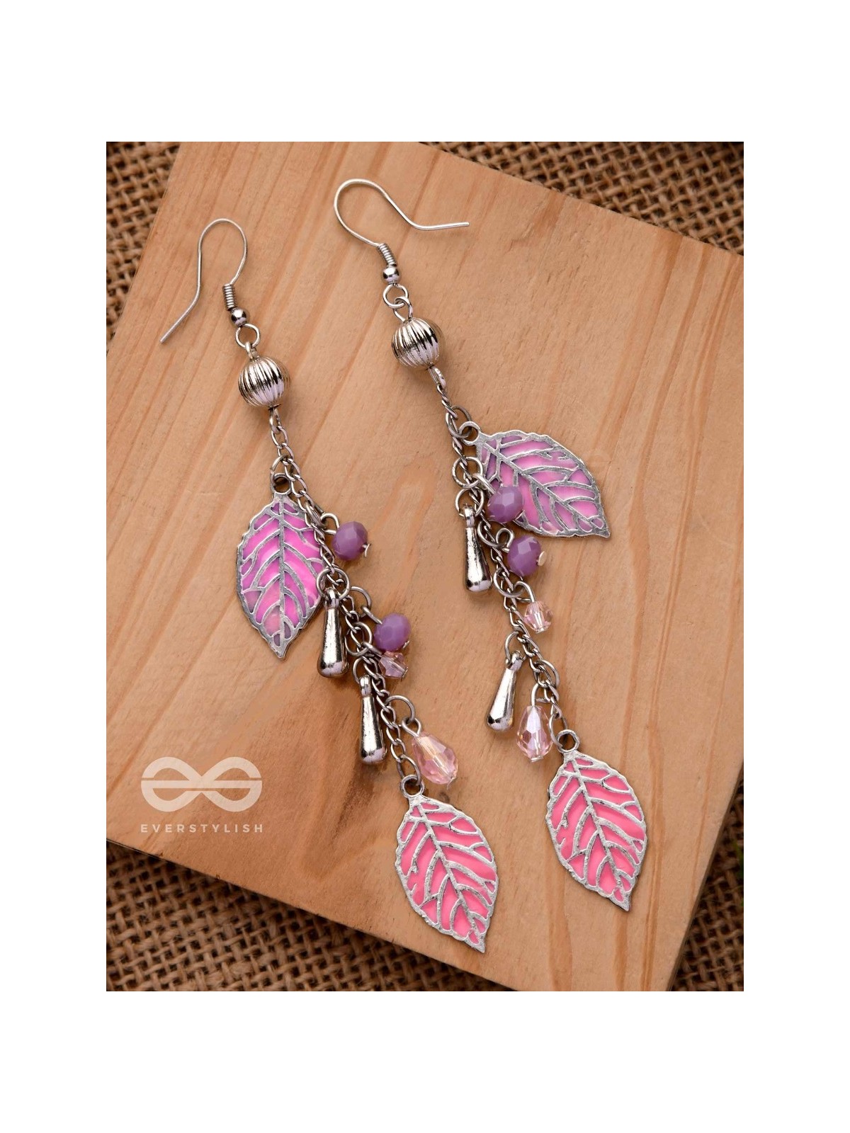THE DANCING LEAFLETS - CASUAL DROP EARRINGS (PINK)