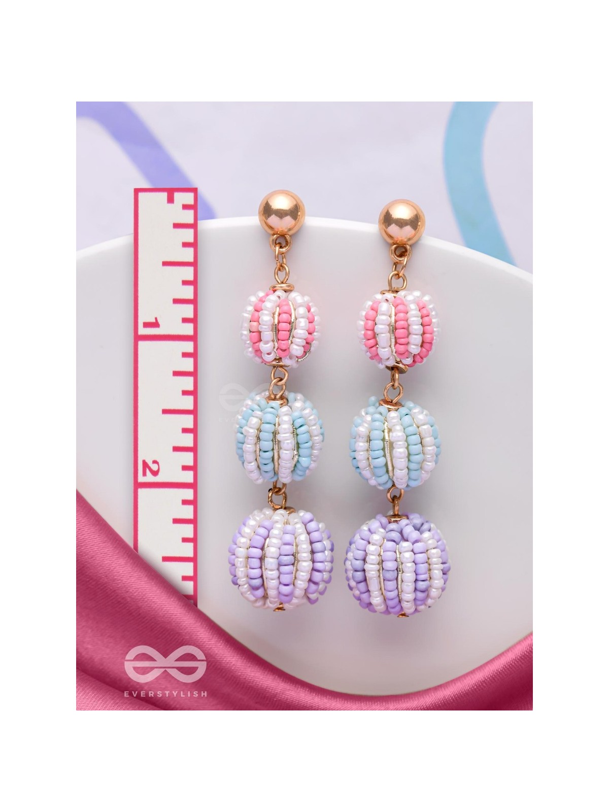COTTON CANDY CHARMS -  CUTE BEADED EARRINGS (PURPLE, BLUE & PINK)