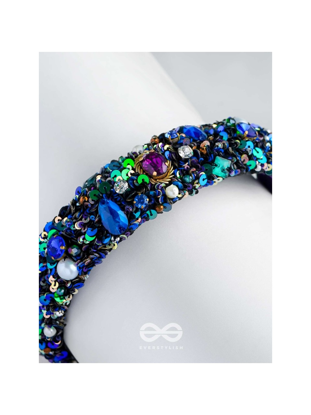 HIRAK - THE RADIANT SPLENDOR -CRYSTAL STONES, SEQUINS AND PEARLS MULTICOLOR EMBROIDERED HAIRBAND