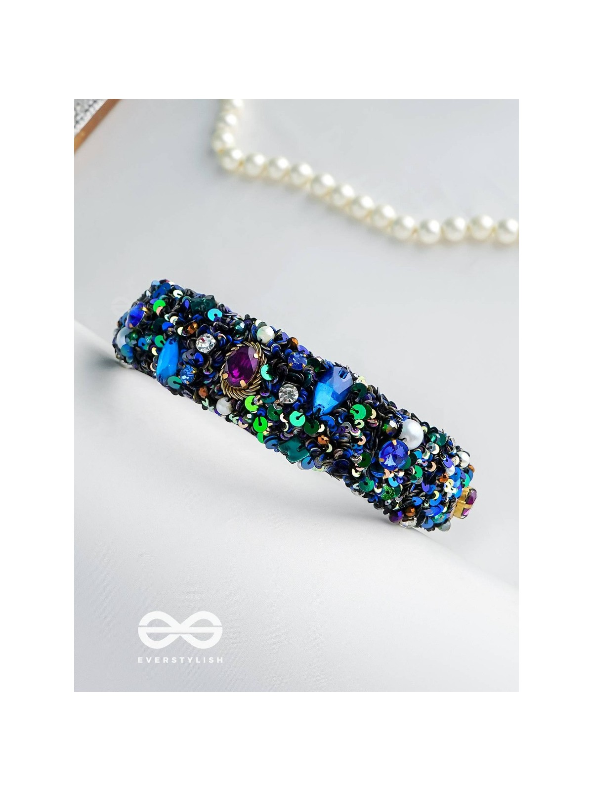 HIRAK - THE RADIANT SPLENDOR -CRYSTAL STONES, SEQUINS AND PEARLS MULTICOLOR EMBROIDERED HAIRBAND