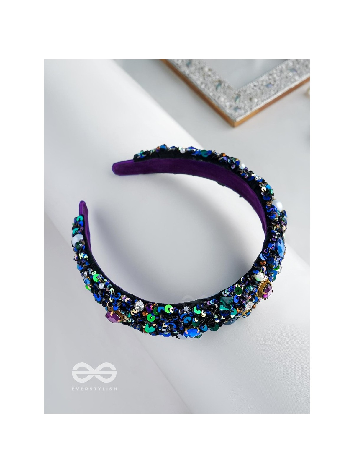 HIRAK - THE RADIANT SPLENDOR -CRYSTAL STONES, SEQUINS AND PEARLS MULTICOLOR EMBROIDERED HAIRBAND