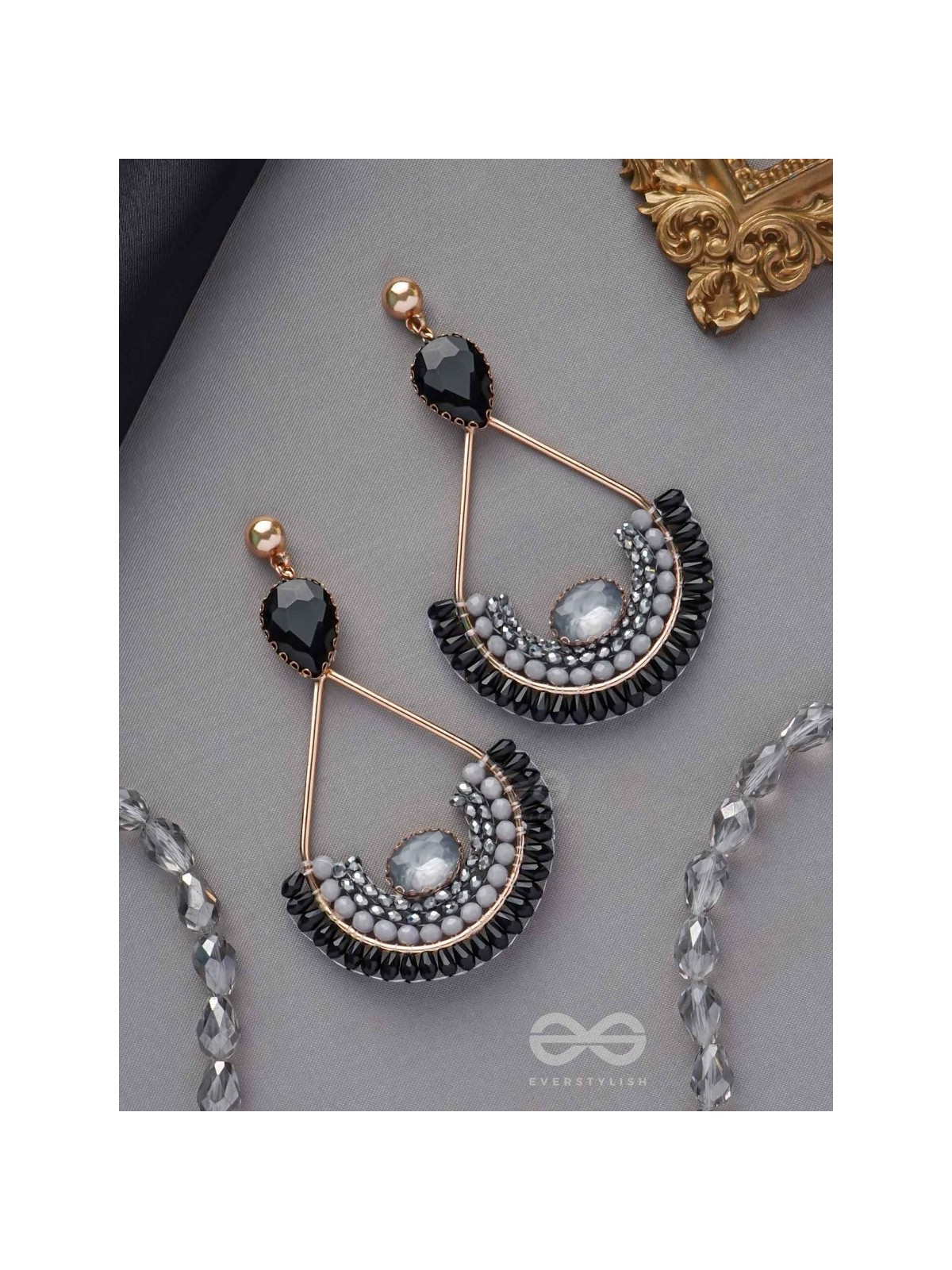 Ajadani - Galaxy Nights - Stone And Beads Embroidered Earrings