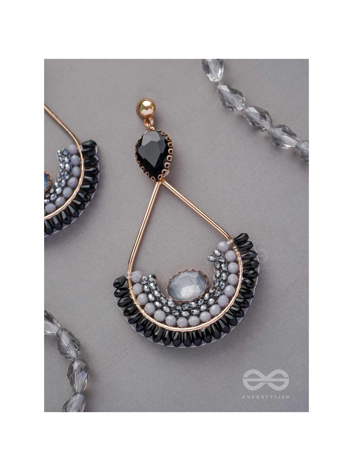 Ajadani - Galaxy Nights - Stone And Beads Embroidered Earrings