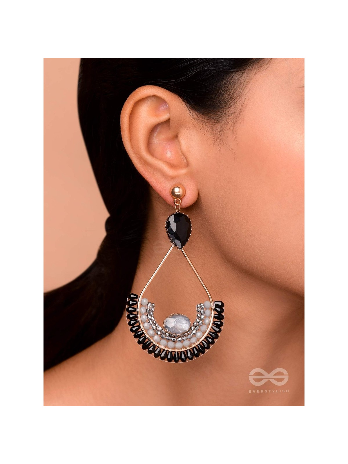 Ajadani - Galaxy Nights - Stone And Beads Embroidered Earrings