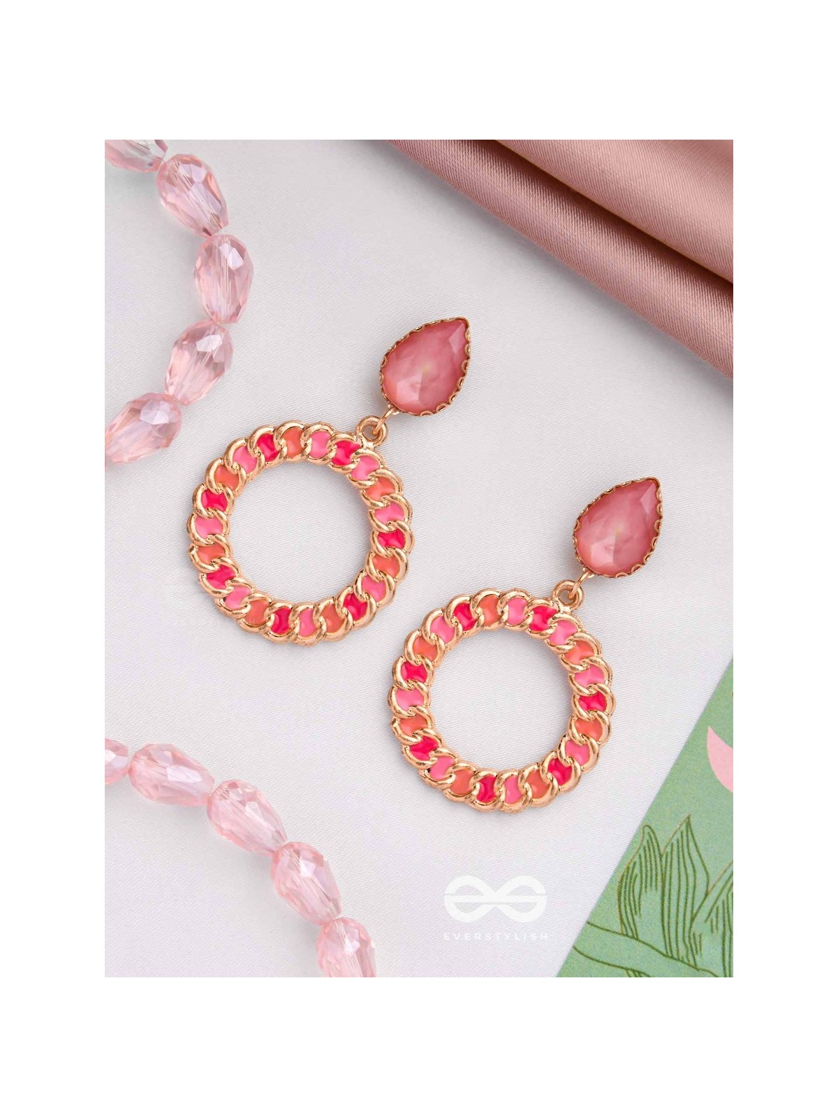 PINK OPULENCE - PEAR GEMSTONE DROP EARRINGS