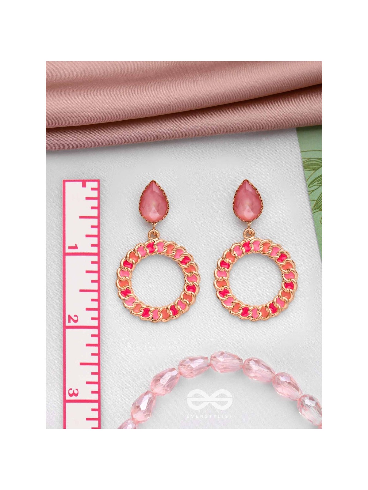 PINK OPULENCE - PEAR GEMSTONE DROP EARRINGS