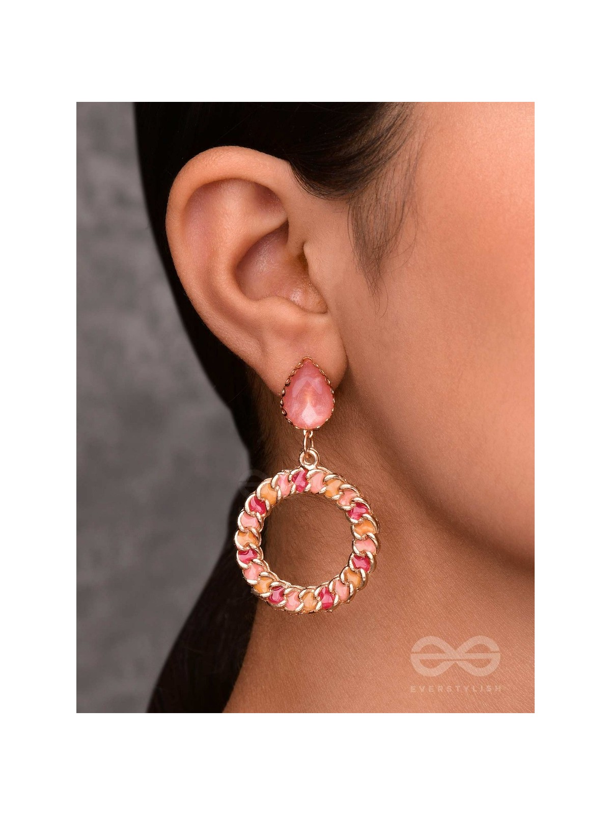 PINK OPULENCE - PEAR GEMSTONE DROP EARRINGS