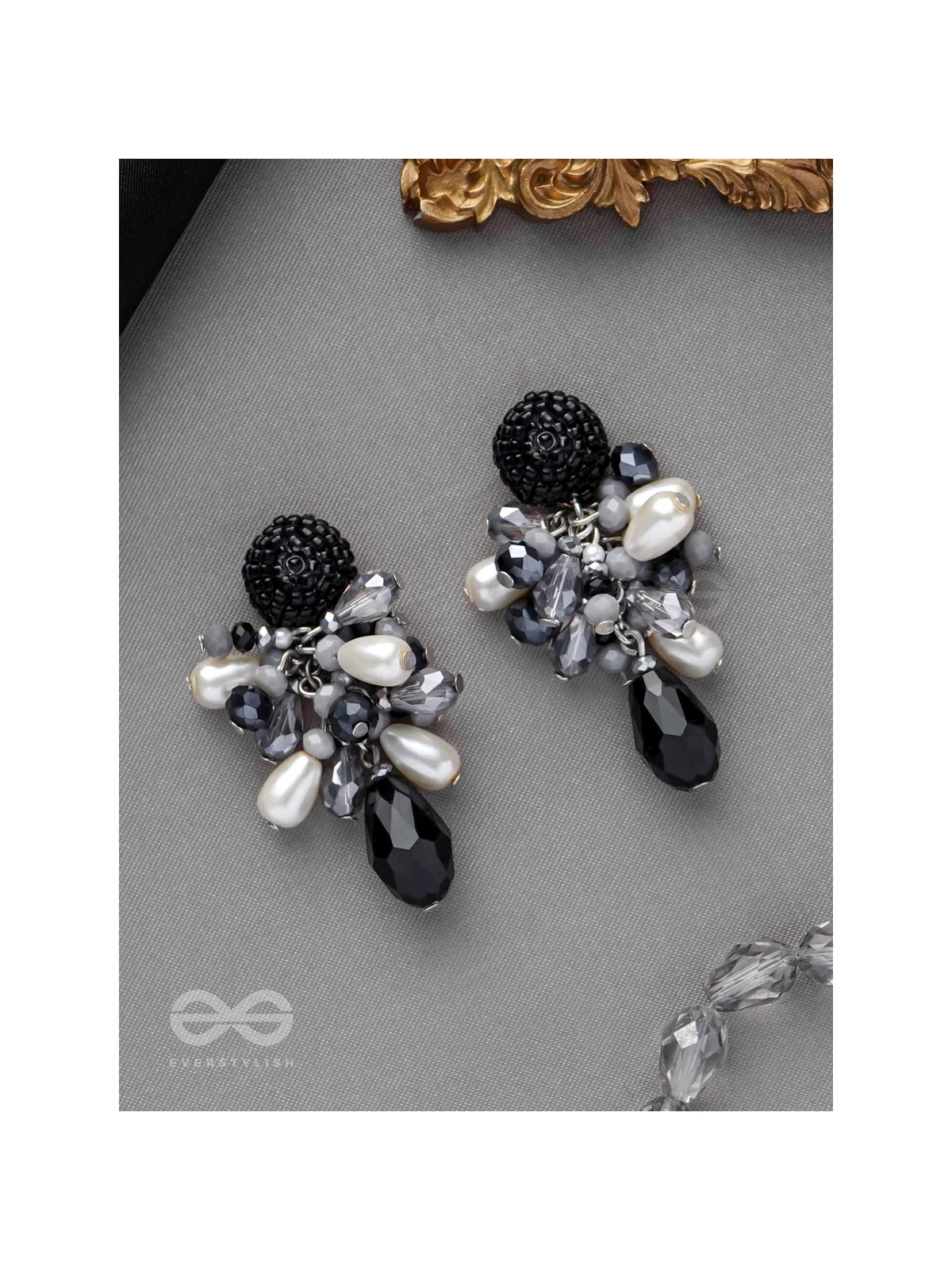 ESCAPING THE NIGHT- BLACK AND GRAY DROP EARRINGS