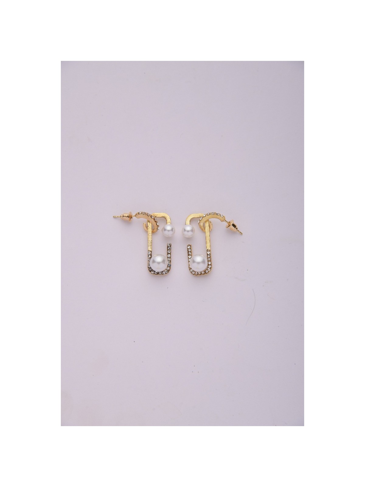 INTERLOCKED SPLENDOR - GOLDEN PEARL DROP EARRINGS