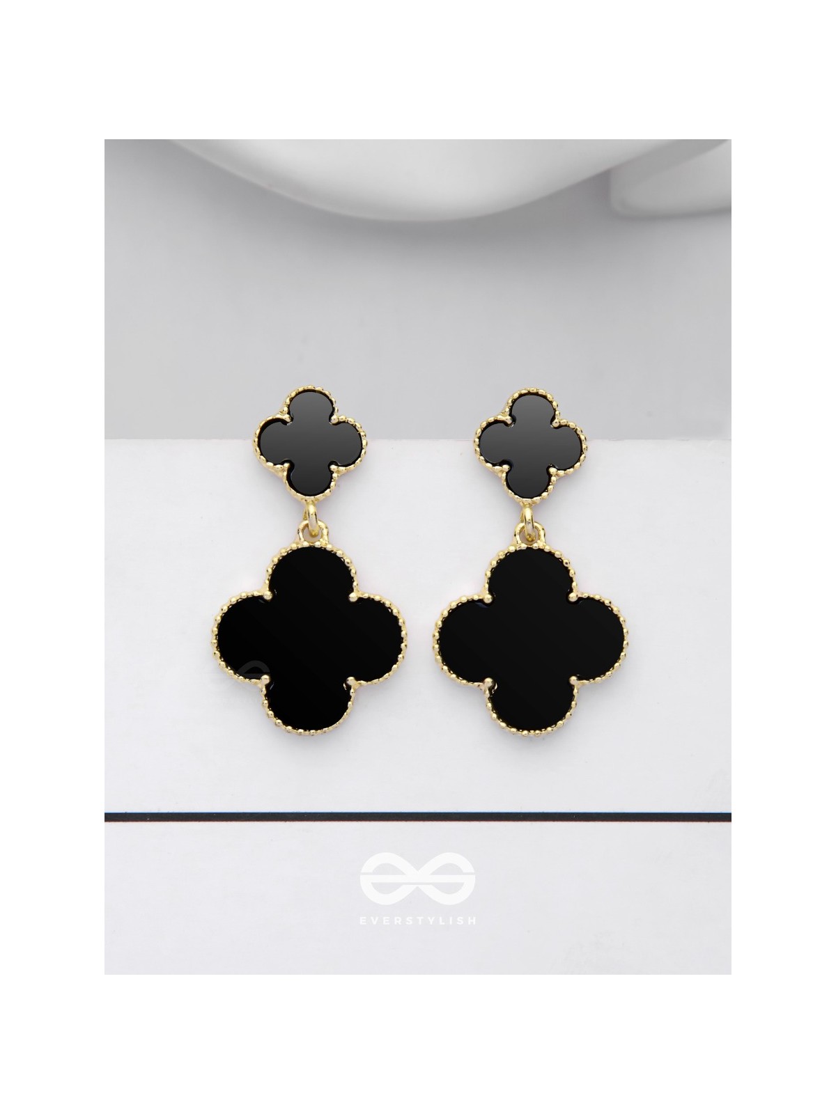GOOD LUCK CHARM - GOLDEN & BLACK DROP EARRINGS