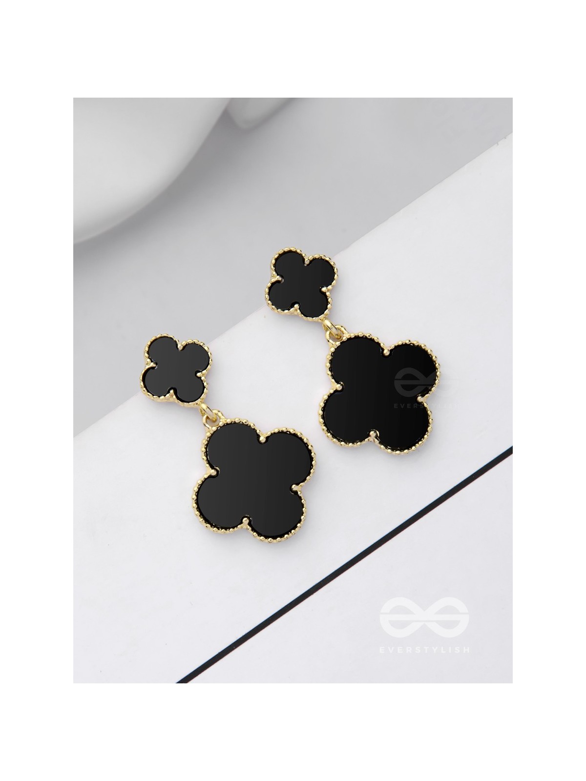 GOOD LUCK CHARM - GOLDEN & BLACK DROP EARRINGS