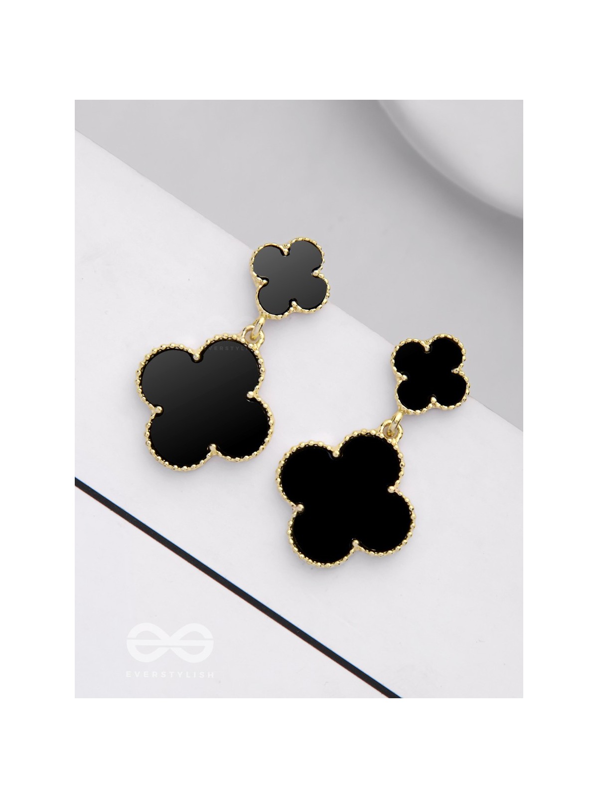 GOOD LUCK CHARM - GOLDEN & BLACK DROP EARRINGS