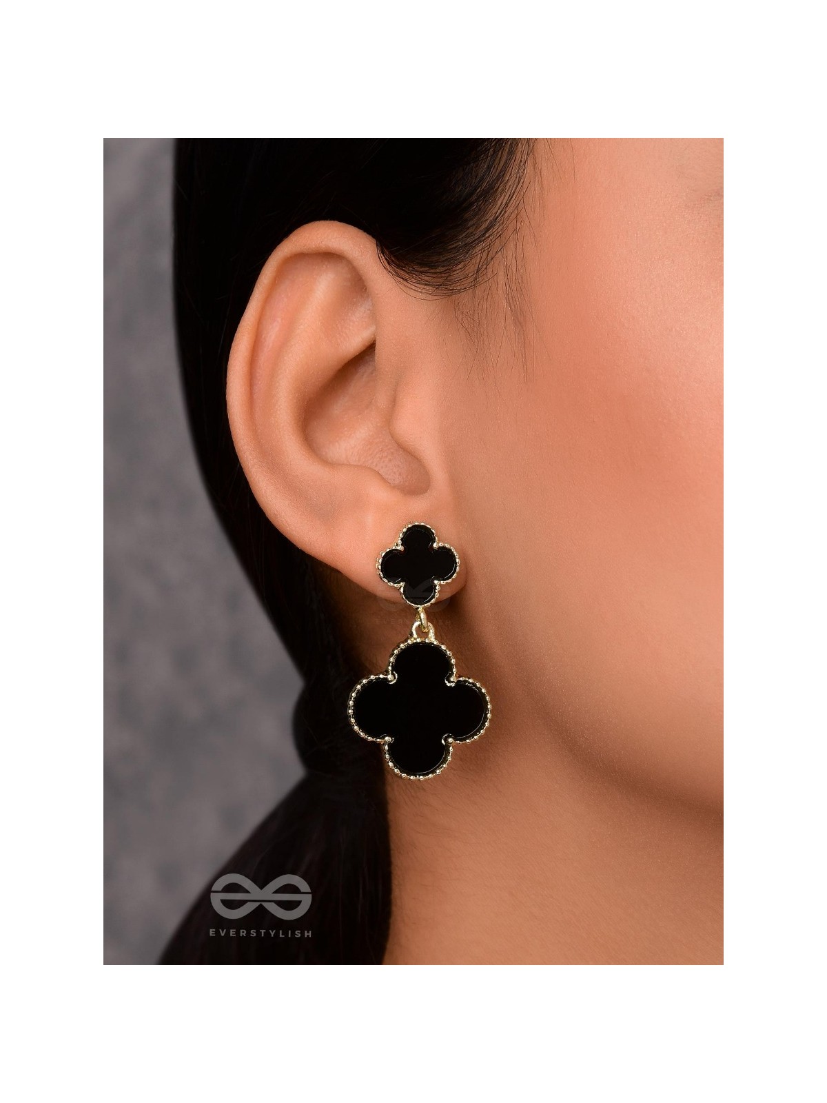 GOOD LUCK CHARM - GOLDEN & BLACK DROP EARRINGS