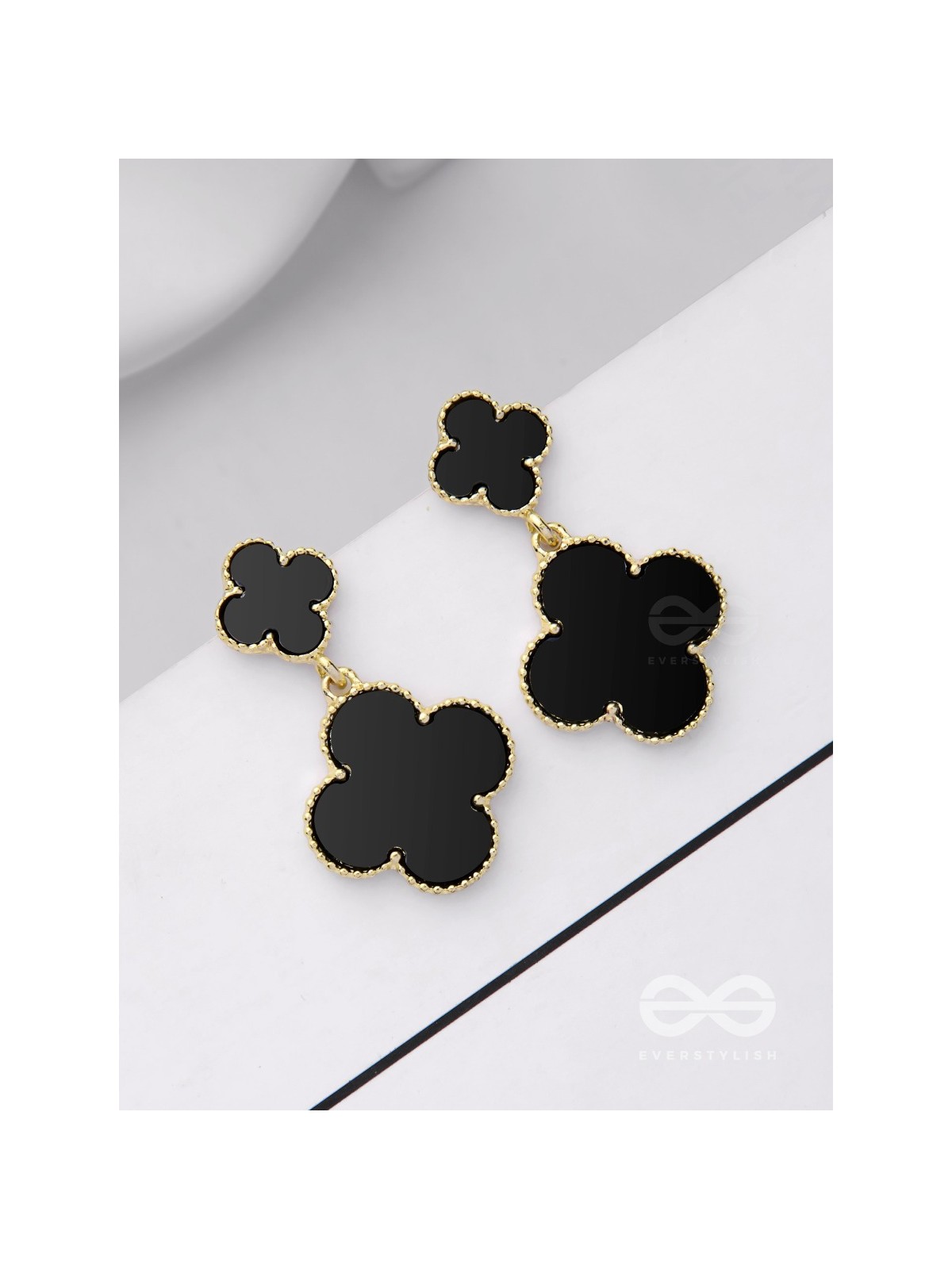 GOOD LUCK CHARM - GOLDEN & BLACK DROP EARRINGS