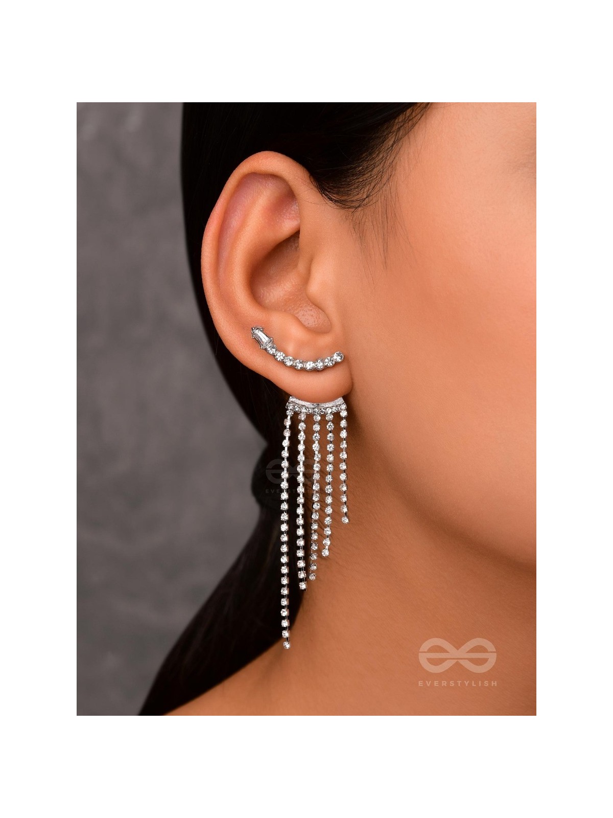 STUDDED-DE-LUXE - SILVER SPARKLING EAR JACKETS