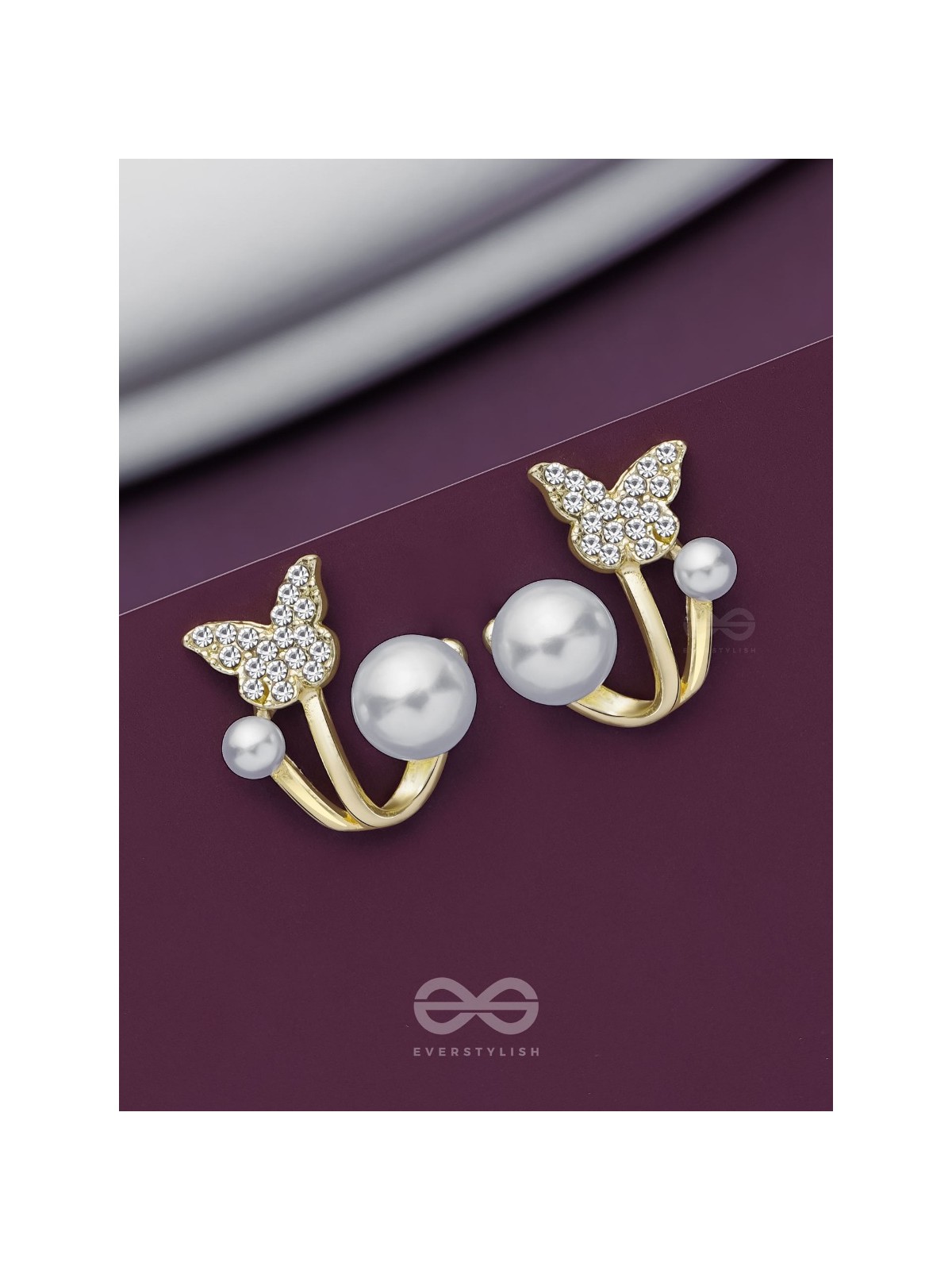 BLOOM-TASTIC BUTTERFLIES - GOLDEN PEARL STUDS