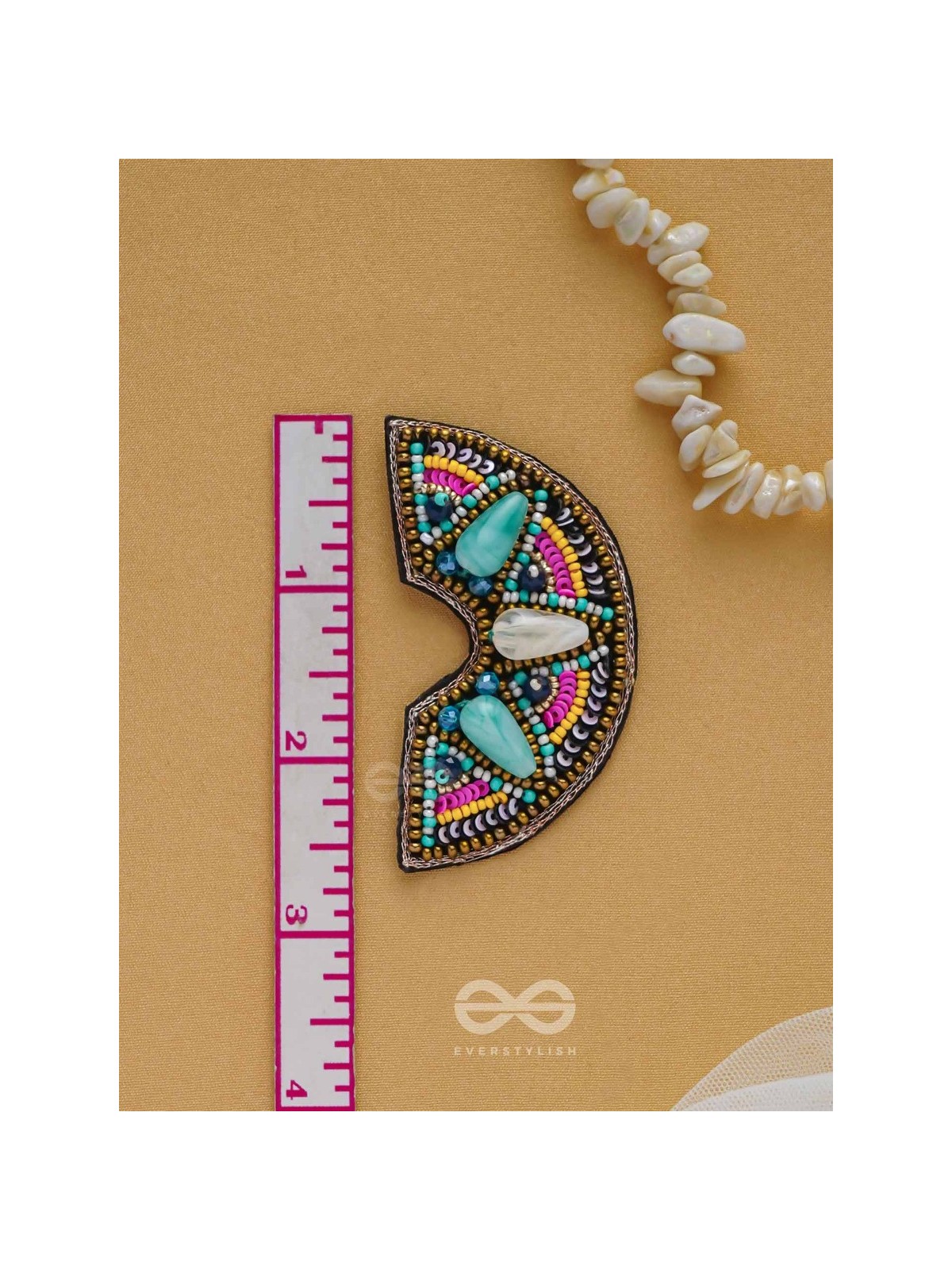 PARIDYUDHI - THE OCEAN WHISPERS - SEQUINS, BEADS, AND MARBLE DROP EMBROIDERED EARRINGS (MULTICOLOR)