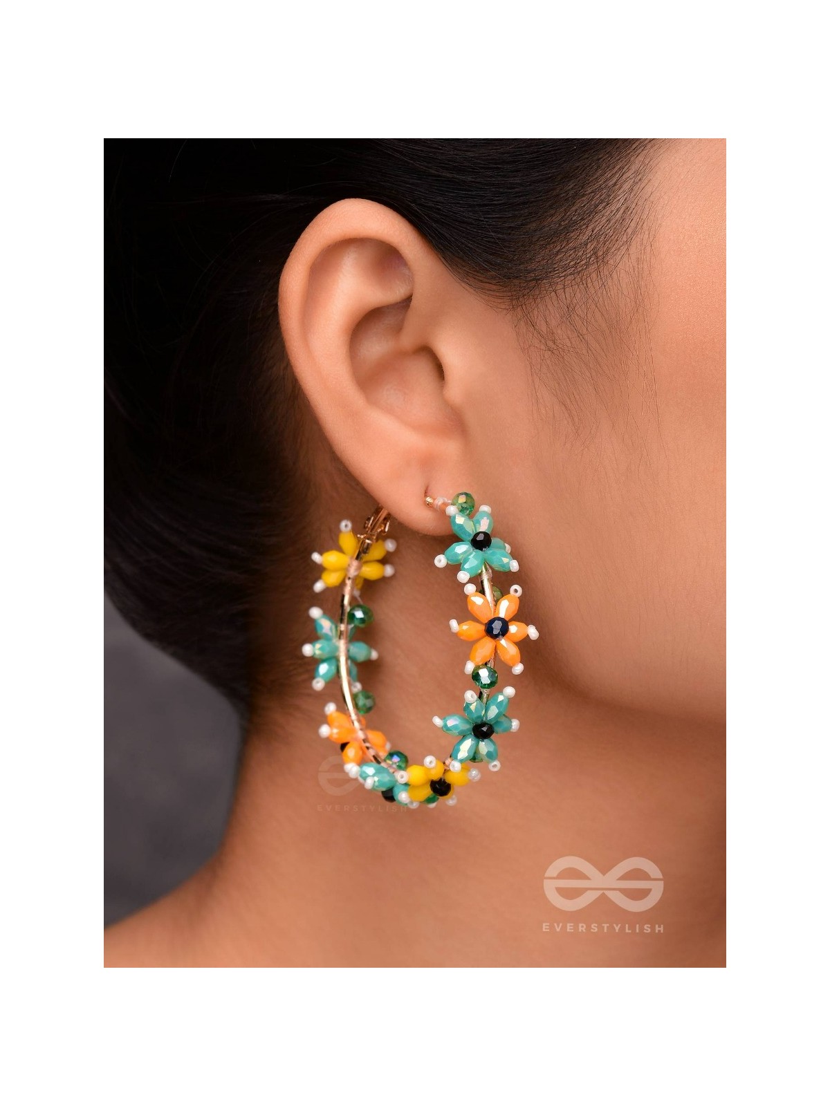 Spring's Escape - Floral Hoop Earrings
