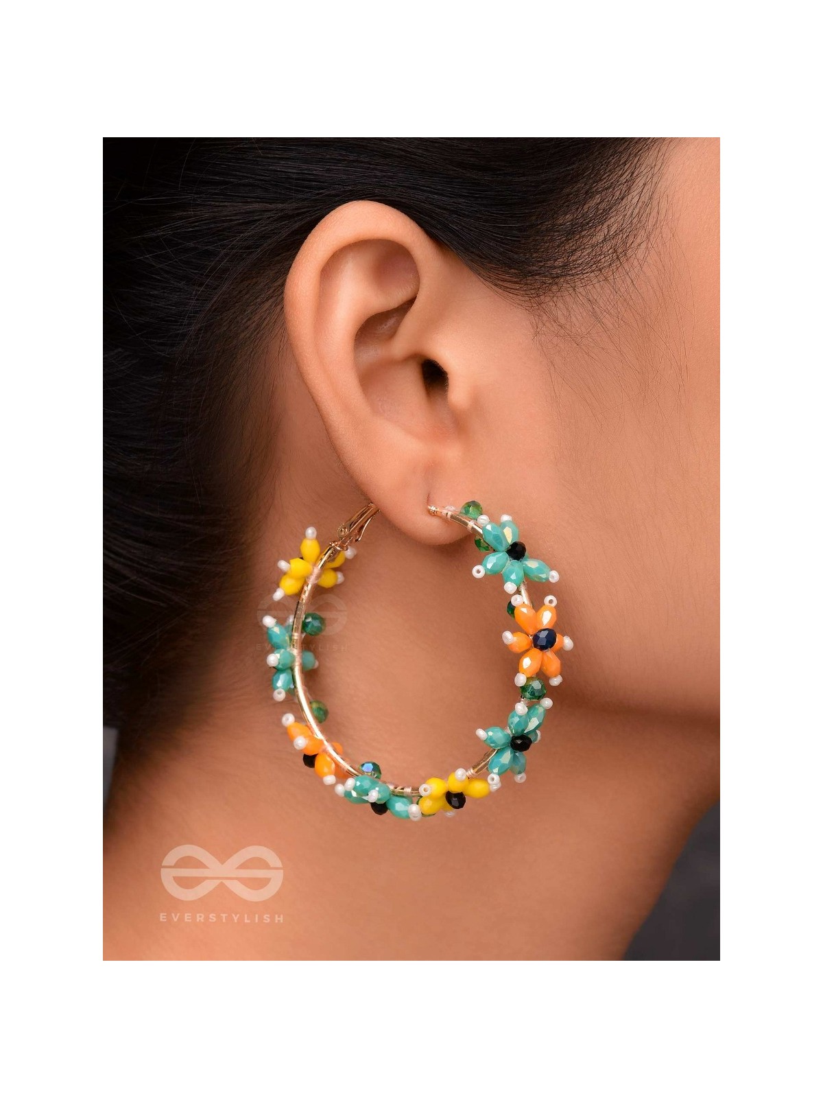 Spring's Escape - Floral Hoop Earrings