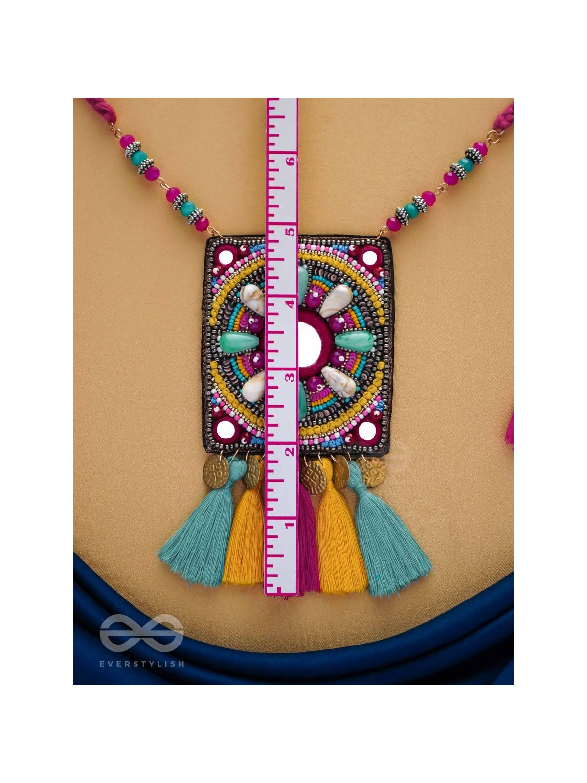 ABHATI - THE BRIGHT APPEARING - BEADS, SEQUINS, MIRROR AND METAL COINS EMBROIDERED NECKPIECE