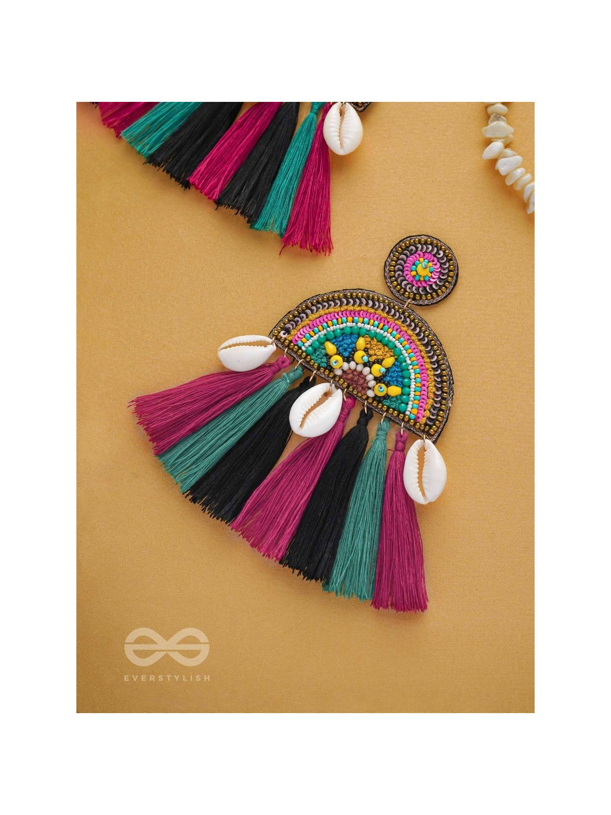 VILASITA - THE ENCHANTING SPLENDOR - BEADS, SEQUINS AND SHELLS EMBROIDERED EARRINGS