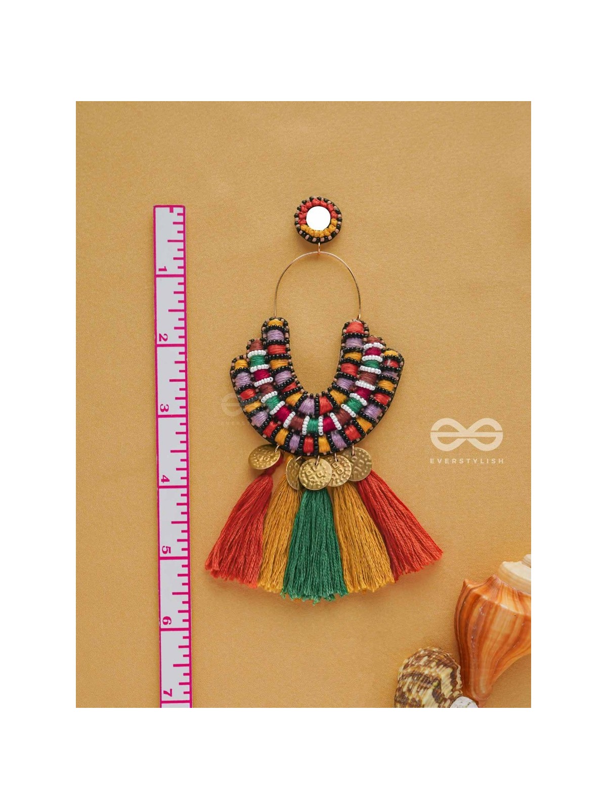 Kalatmaka - The Artistic Aura - Resham, Beads And Coins Hand Embroidered Earrings