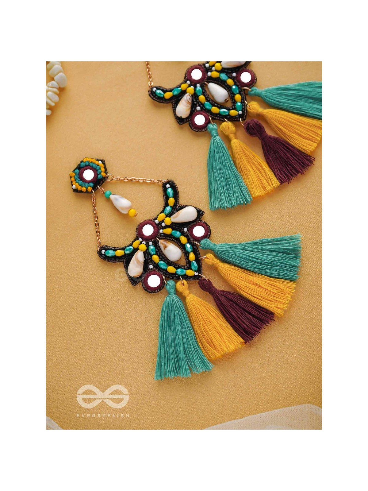 Rochana - The Assorted Gleam - Mirrors, Beads And Resham Hand Embroidered Earrings (Multicolor)