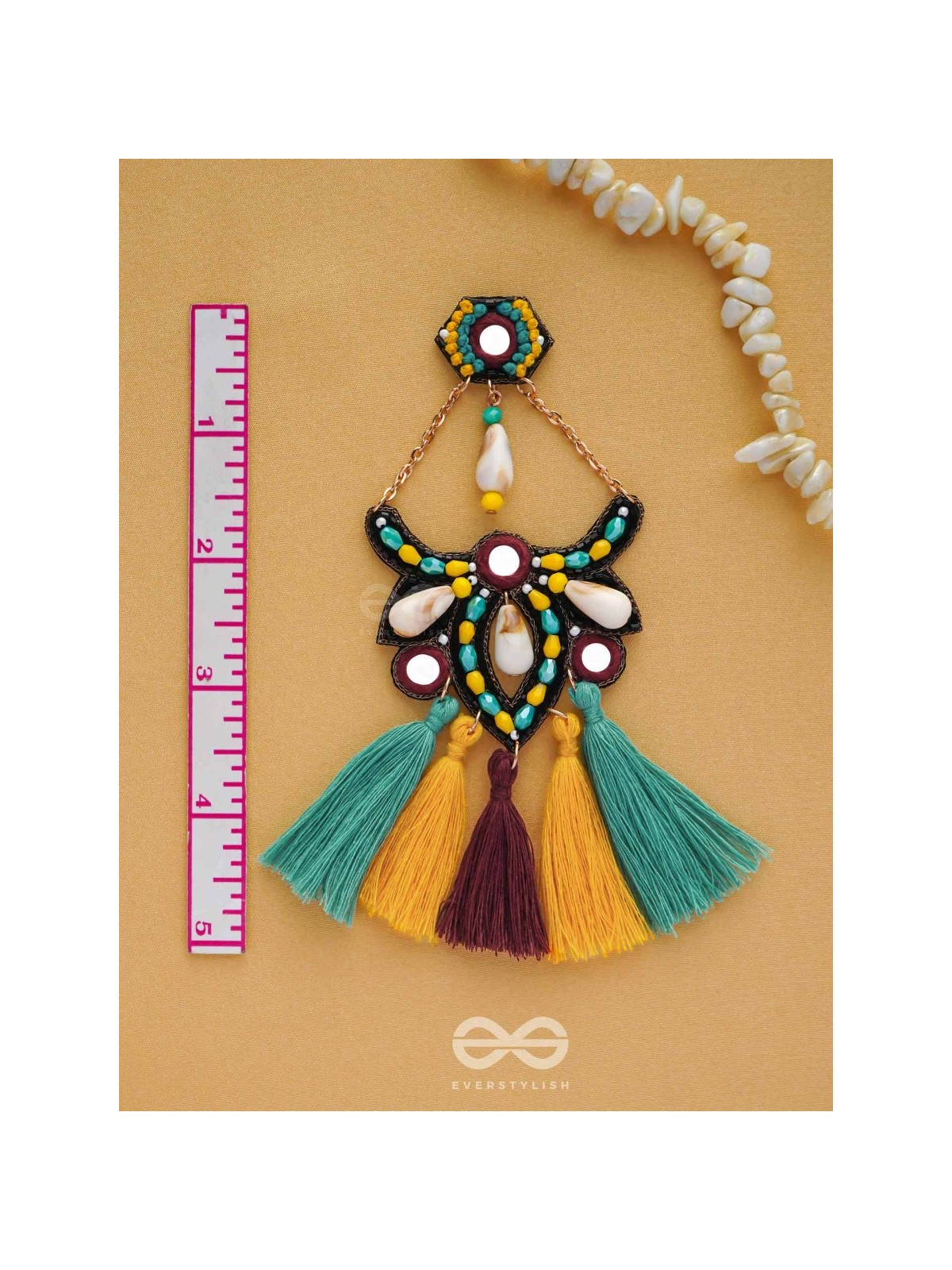 Rochana - The Assorted Gleam - Mirrors, Beads And Resham Hand Embroidered Earrings (Multicolor)