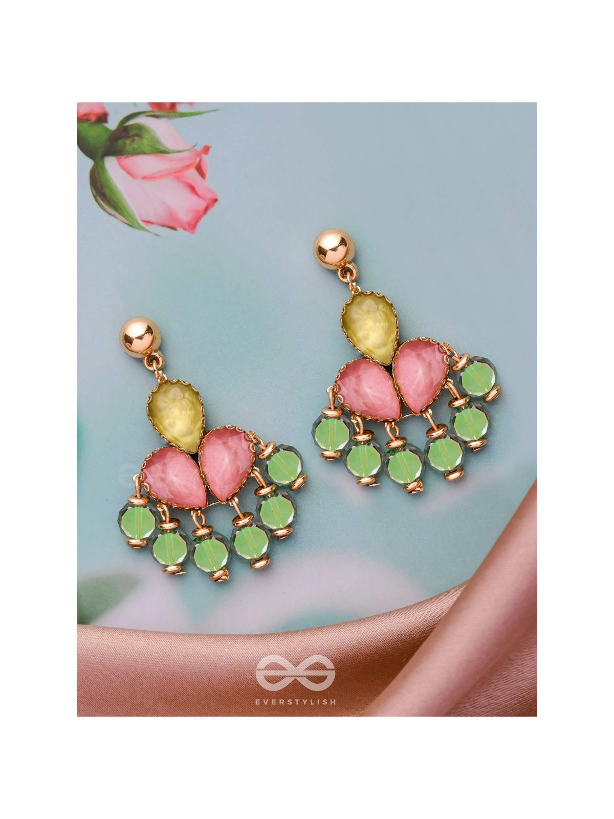 THE CHARMING ROSETTES - GOLDEN EMBELLISHED EARRINGS