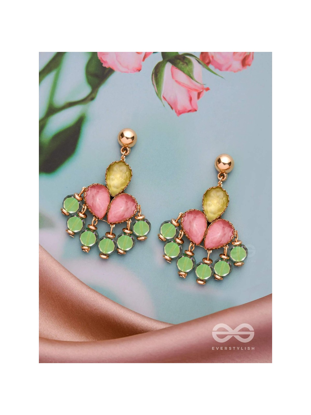 THE CHARMING ROSETTES - GOLDEN EMBELLISHED EARRINGS