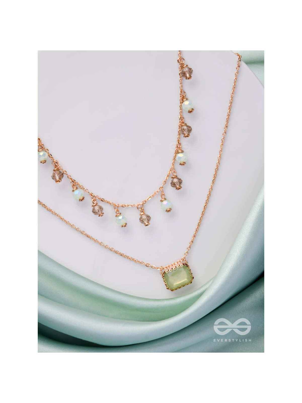 Jade Dream Drapes - Statement Multilayered Neckpiece With Anti-Tarnish Coating 