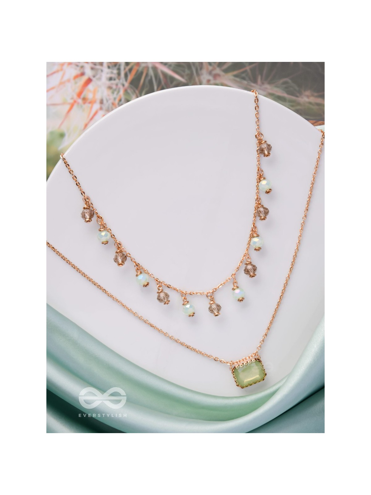 Jade Dream Drapes - Statement Multilayered Neckpiece With Anti-Tarnish Coating 