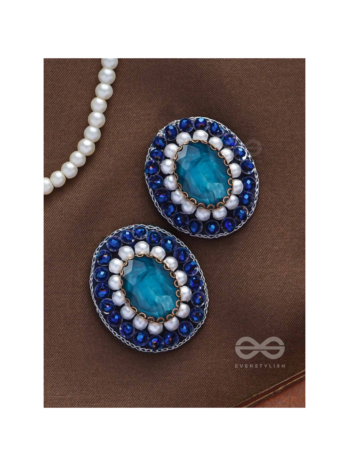 AMRITARA - THE ETERNAL ESSENCE - STONE, PEARLS AND SEQUINS EMBROIDERED EARRINGS