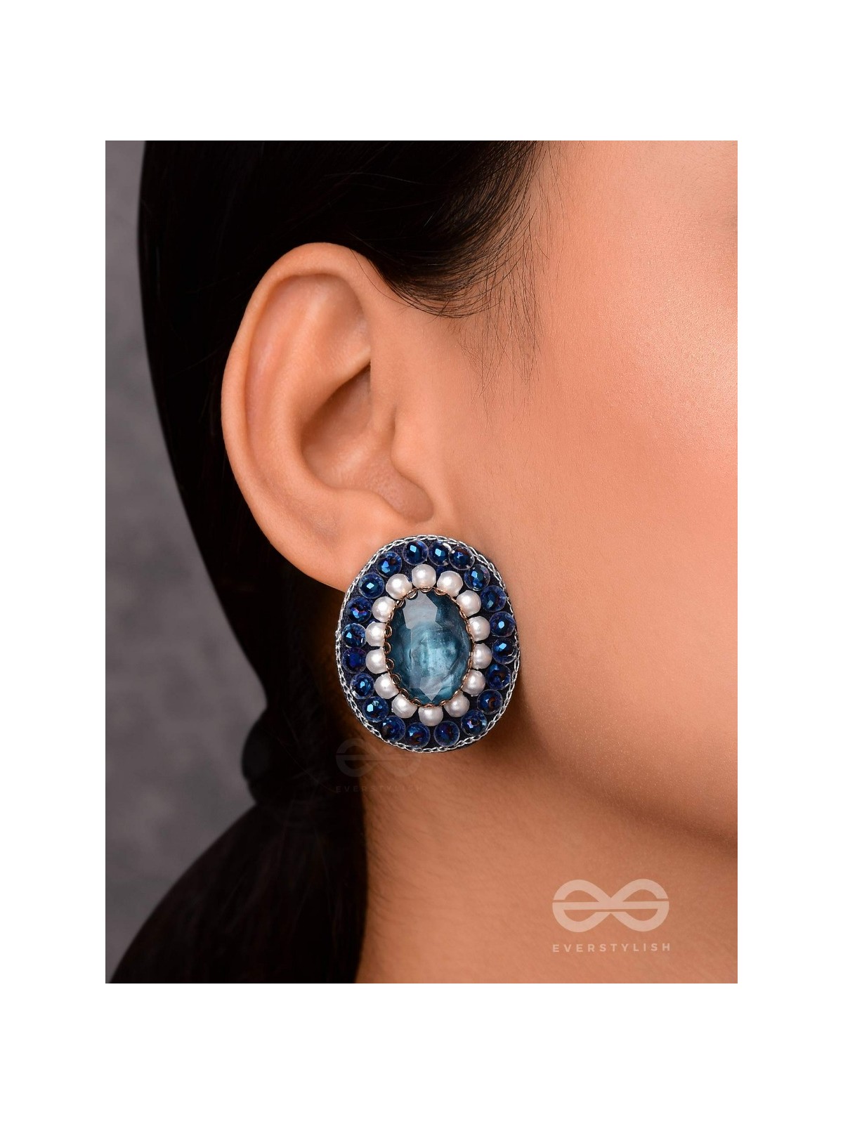 AMRITARA - THE ETERNAL ESSENCE - STONE, PEARLS AND SEQUINS EMBROIDERED EARRINGS