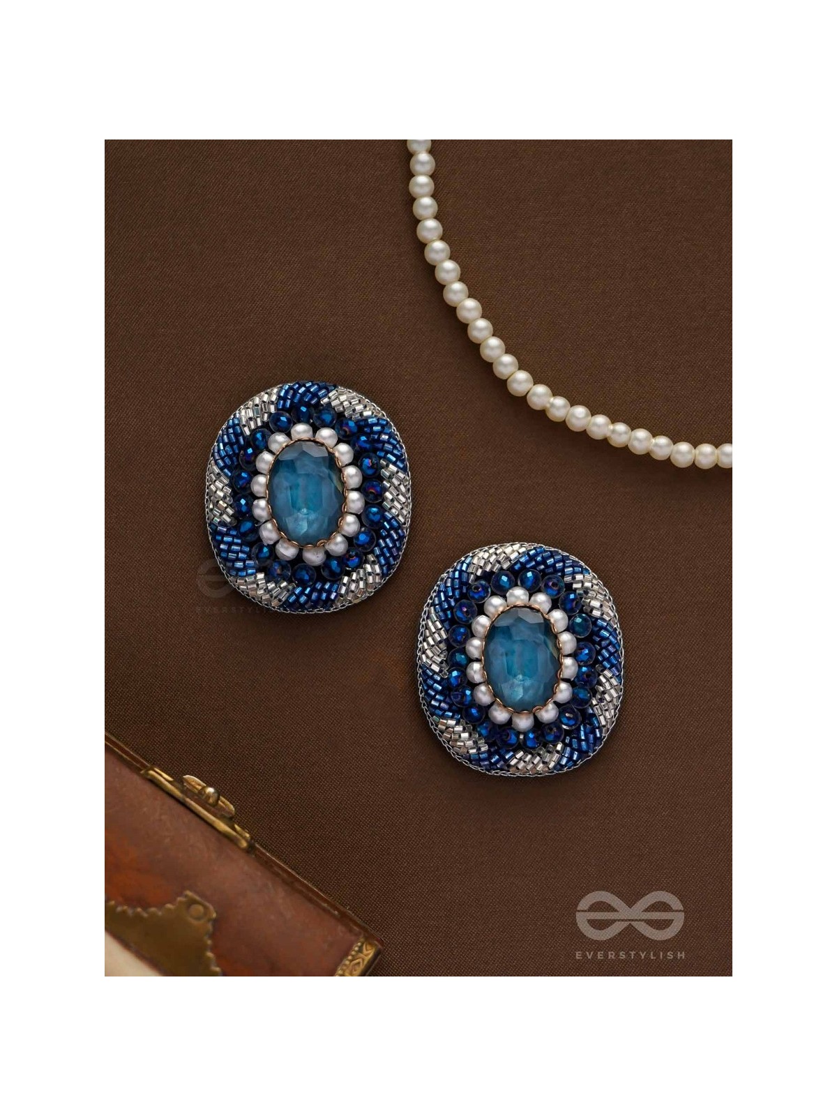 Indradhya - The Celestial Cascade - Stone, Beads, Sequins And Cutdana Hand Embroidered Earrings