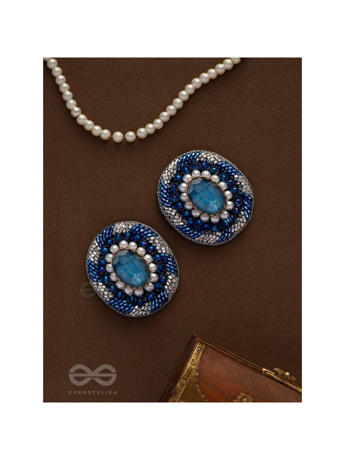 Indradhya - The Celestial Cascade - Stone, Beads, Sequins And Cutdana Hand Embroidered Earrings