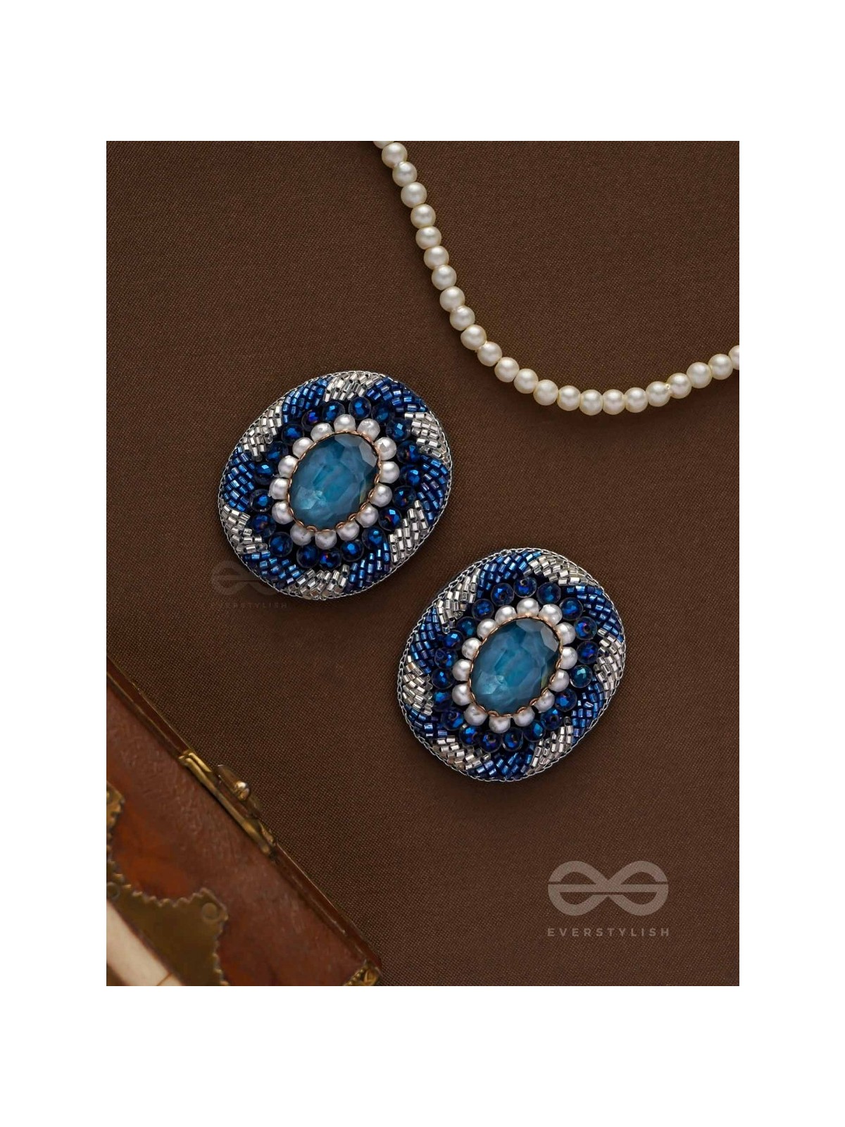 Indradhya - The Celestial Cascade - Stone, Beads, Sequins And Cutdana Hand Embroidered Earrings