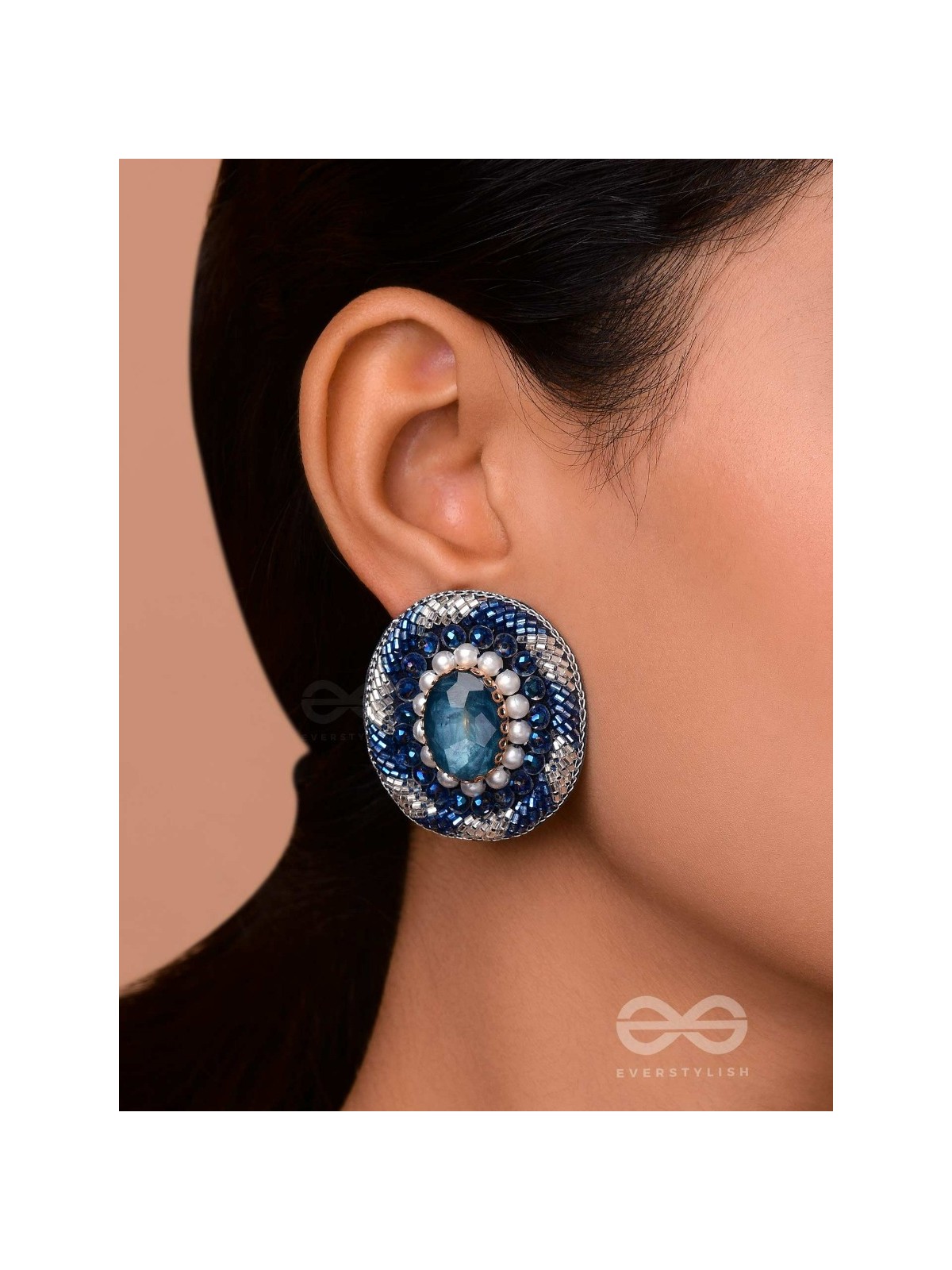 Indradhya - The Celestial Cascade - Stone, Beads, Sequins And Cutdana Hand Embroidered Earrings