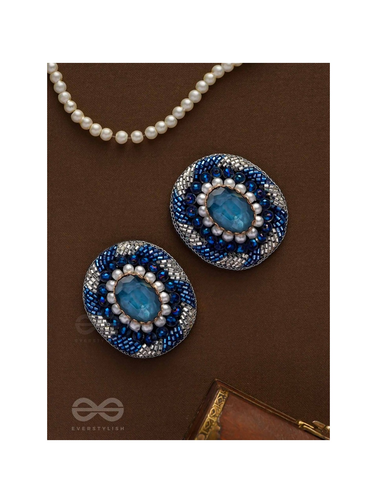 Indradhya - The Celestial Cascade - Stone, Beads, Sequins And Cutdana Hand Embroidered Earrings