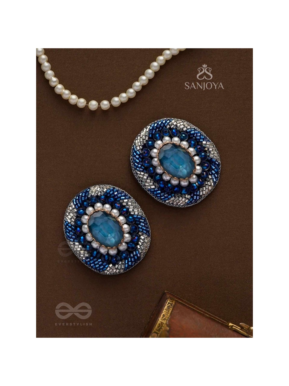 Indradhya - The Celestial Cascade - Stone, Beads, Sequins And Cutdana Hand Embroidered Earrings