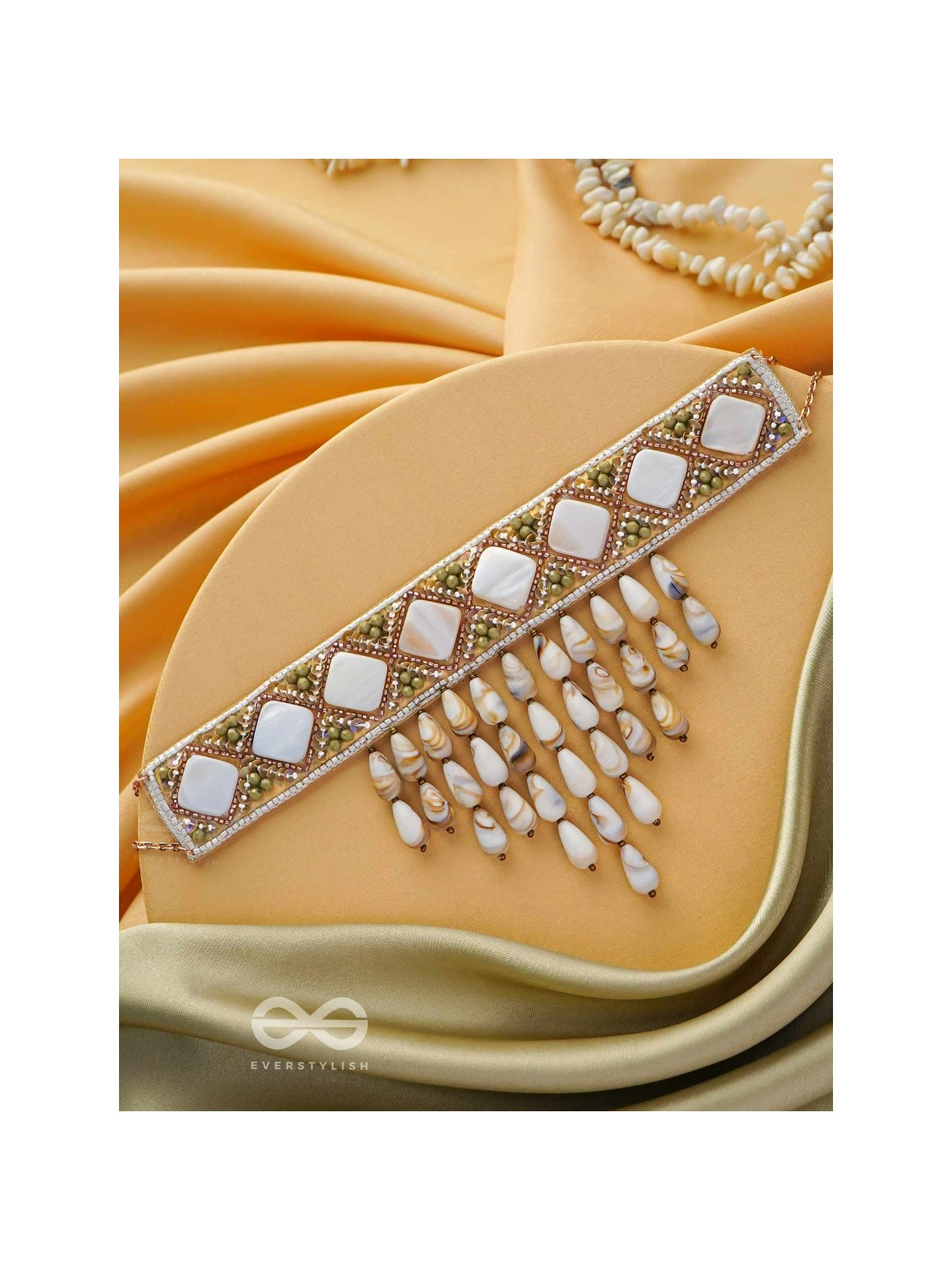 Aparnavara - The Shoreline Glow - Sequins, Beads And Marble Drops Hand Embroidered Neckpiece